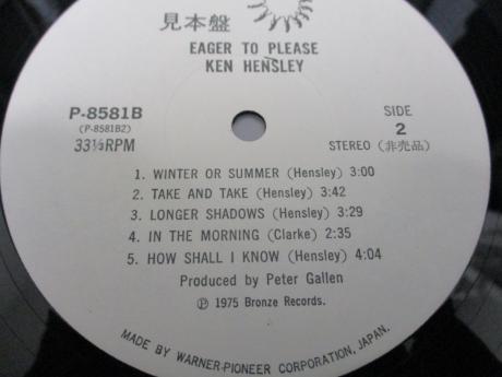 Uriah Heep Ken Hensley Eager to Please Japan Orig. PROMO LP OBI WHITE LABEL