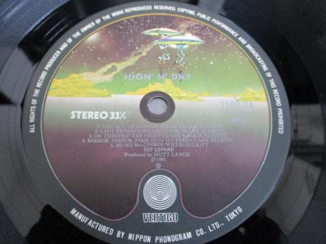 Def Leppard High 'N' Dry Japan Rare LP YELLOW OBI