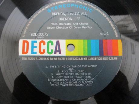 Brenda Lee That's All Japan Orig. LP OBI F/B COVER