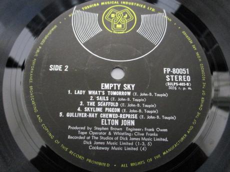 Elton John Empty Sky Japan Orig. LP OBI