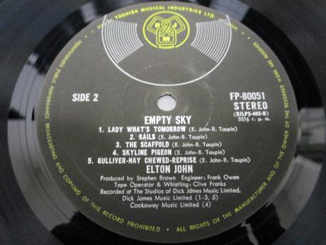 Backwood Records Elton John Empty Sky Japan Early Press Lp Obi Used Japanese Press Vinyl Records For Sale Backwood Records Elton John Empty Sky Japan Early Press Lp Obi Used Japanese Press Vinyl Records For Sale