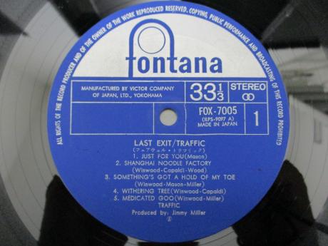 Traffic Last Exit Japan Orig. LP INSERT FONTANA