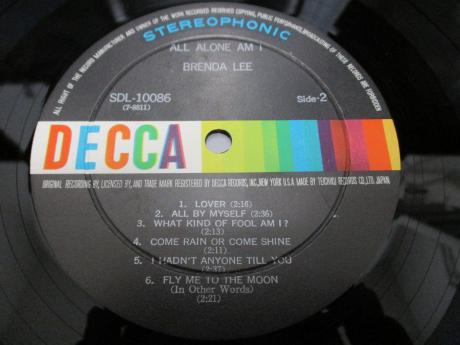 Brenda Lee All Alone Am I Japan Orig. LP OBI F/B COVER