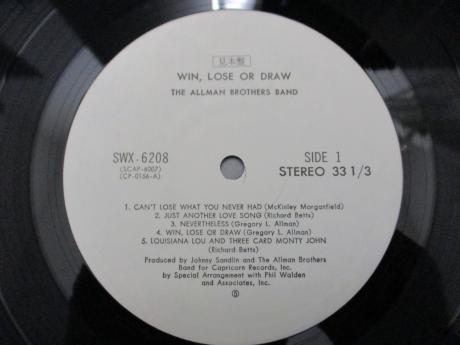 Allman Brothers Band Win Lose or Draw Japan PROMO LP OBI WHITE LABEL