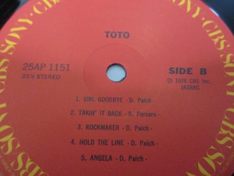 TOTO 1st S/T Same Title Japan Orig. LP OBI