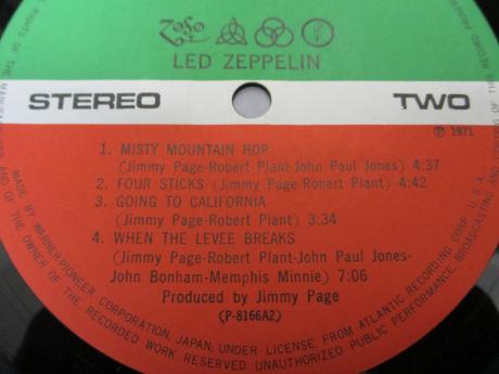 Led Zeppelin IV ( Same Title ) Japan Rare LP OBI