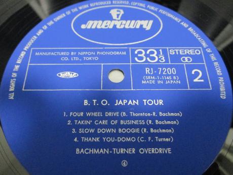 Bachman Turner Overdrive B.T.O. Japan Tour Japan Orig. LP OBI