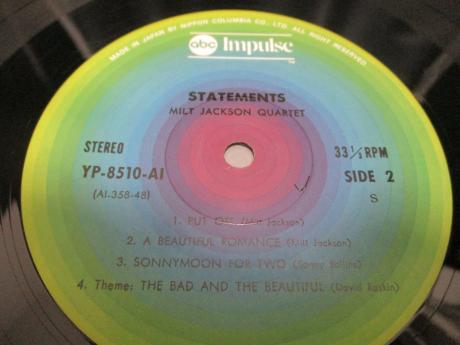 Milt Jackson Quartet Statements Japan Rare LP OBI INSERT