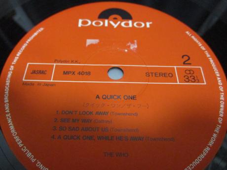 WHO A Quick One Japan LTD LP RED OBI INSERT