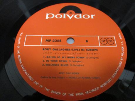 Rory Gallagher Live in Europe Japan Orig. LP OBI
