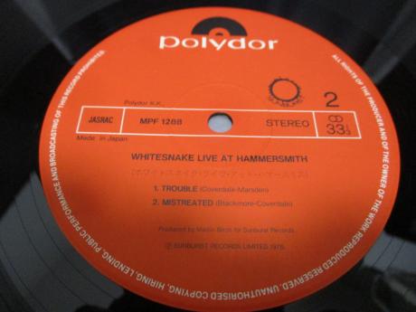 Whitesnake Live At Hammersmith Japan ONLY LP OBI RARE STICKER