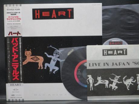 Heart Bad Animals Japan Orig. LP OBI LIVE 7" & RARE POSTER