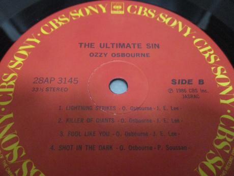 Ozzy Osbourne The Ultimate Sin Japan Orig. LP OBI