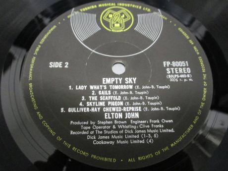 Elton John Empty Sky Japan Orig. LP OBI INSERT