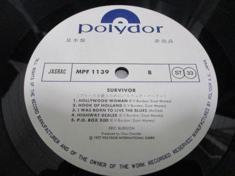 Animals Eric Burdon Survivor Japan Orig. PROMO LP OBI WHITE LABEL