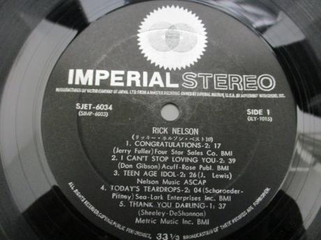 Ricky Nelson 10 Big Hits Japan Rare 10” F/B COVER