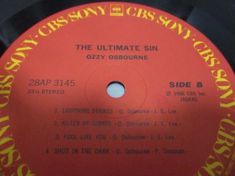 Ozzy Osbourne The Ultimate Sin Japan Orig. LP OBI